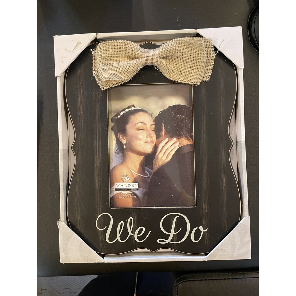 Malden International Picture Frame "We Do" Antique Look With Bow tie. 5"x7" NEW!